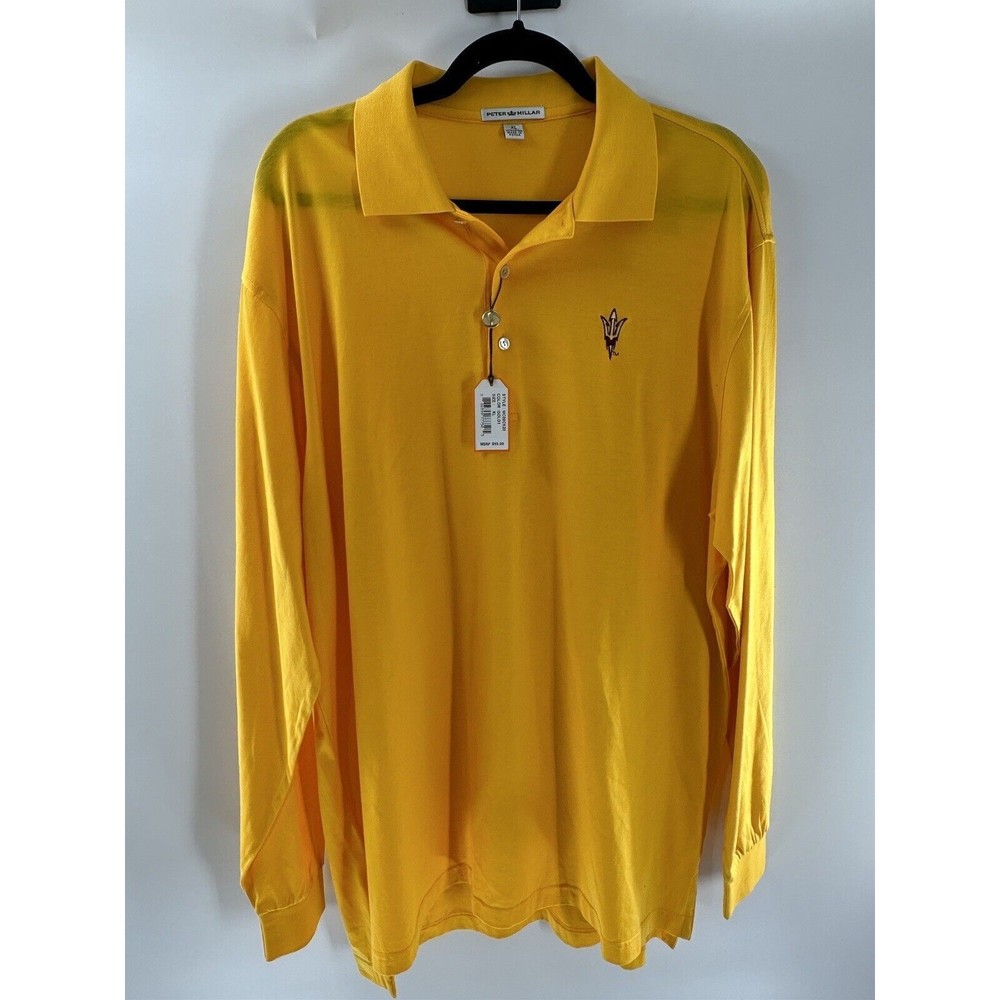 Arizona State Sun Devils ASU Gold Long Sleeve Peter Millar XL Polo NWT